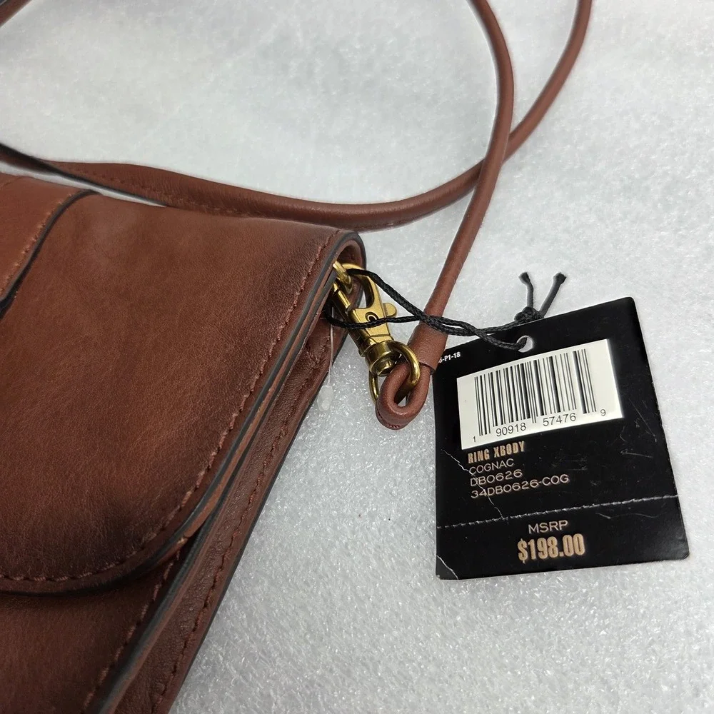 Frye Ring Crossbody Wallet Bag Cognac Brown Leather NWT - MSRP $198 - Picture 6 of 13